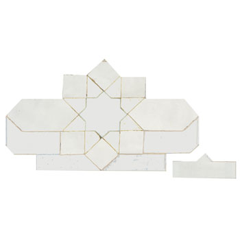 Mosaic House Moroccan tile Dazzle XL Border 1 White  solid zellige, mosaic, zellij, border, glaze, intricate, classic 